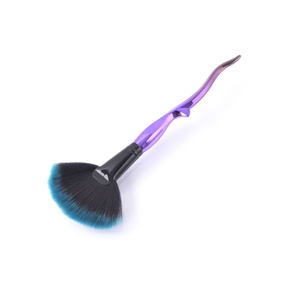 Fashion Single Black And Blue Plastic Handle Aluminum Tube Nylon Hair Crescent Brush,Beauty tools