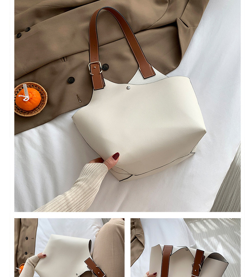 Fashion White Contrasting Color Balloon Wide Shoulder Strap One-shoulder Picture Bag,Messenger bags