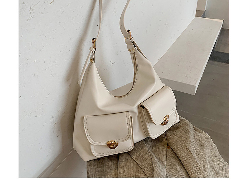 Fashion White Stitching Lock Solid Color One-shoulder Armpit Bag,Messenger bags