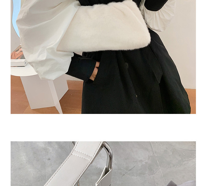 Fashion White Furry Thick Chain Pleated Shoulder Bag,Messenger bags
