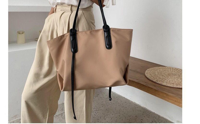 Fashion Beige Large-capacity Stitching Nylon Canvas Shoulder Bag,Messenger bags
