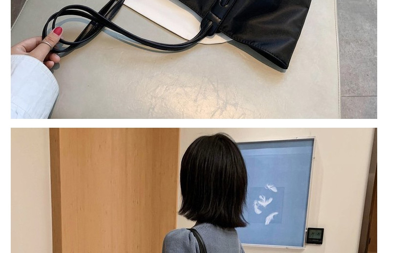 Fashion Black Large-capacity Stitching Nylon Canvas Shoulder Bag,Messenger bags