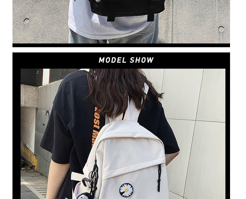 Fashion White Buckle Letter Sticker Flap Backpack,Backpack