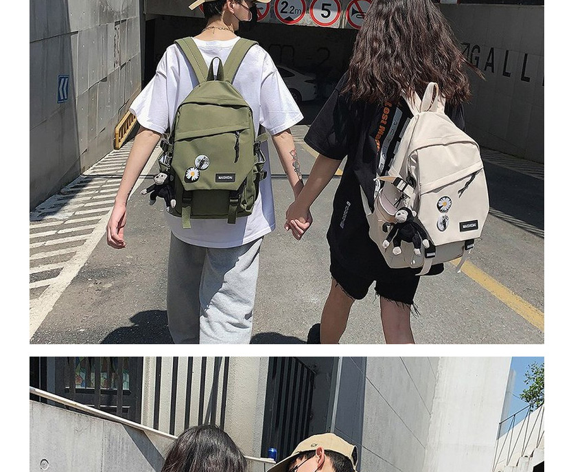 Fashion Dark Green Logo Flap Backpack With Buckle,Backpack