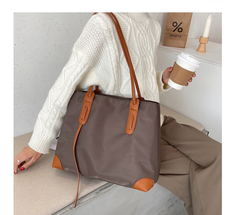 Fashion Gray Brown Waterproof Oxford Cloth Solid Color Stitching Shoulder Bag,Messenger bags