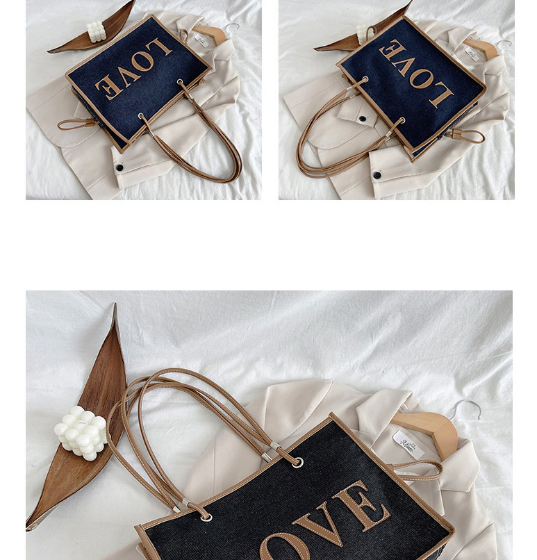 Fashion Blue Canvas Letter Print Shoulder Bag,Messenger bags