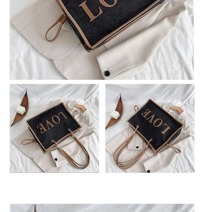 Fashion Black Canvas Letter Print Shoulder Bag,Messenger bags