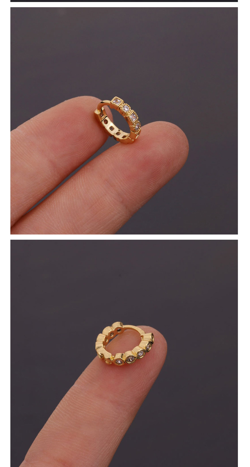 Fashion 2#gold Color Round Geometric Inlaid Zircon Stainless Steel Earrings (1pcs),Earrings
