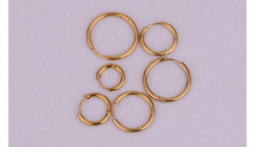 Fashion Gold Coloren 14mm Round Stainless Steel Smooth Earrings,Earrings