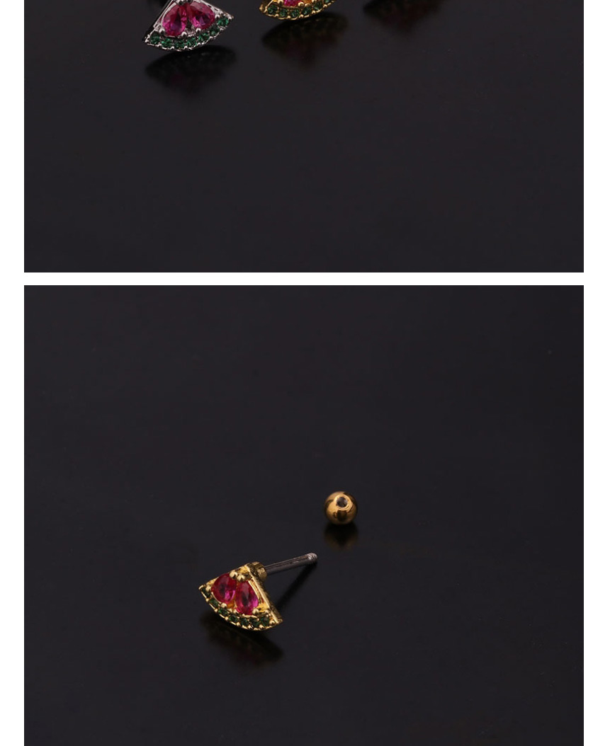 Fashion 6#gold Color Fruit Inlaid Zircon Stainless Steel Thread Geometric Earrings,Earrings