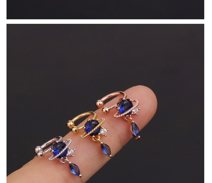 Fashion 5#rose Gold Color U-shaped Geometric Inlaid Zircon Pierced Earrings,Earrings
