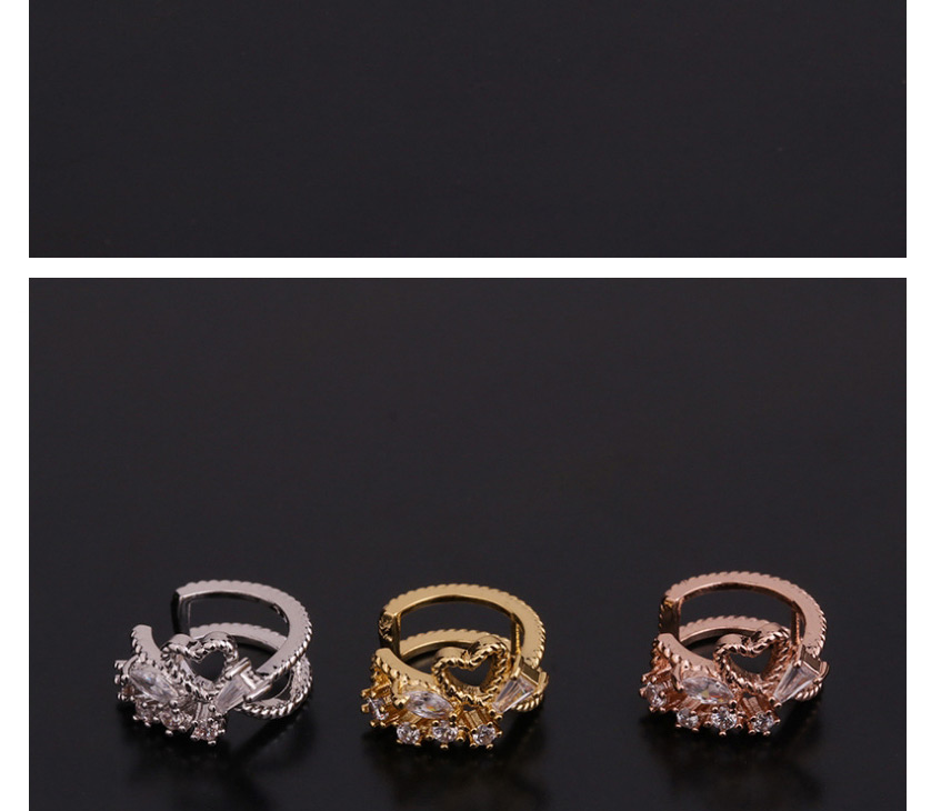 Fashion 2#gold Color U-shaped Geometric Inlaid Zircon Pierced Earrings,Earrings