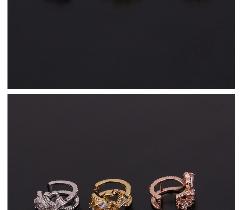 Fashion 3#gold Color U-shaped Geometric Inlaid Zircon Pierced Earrings,Earrings