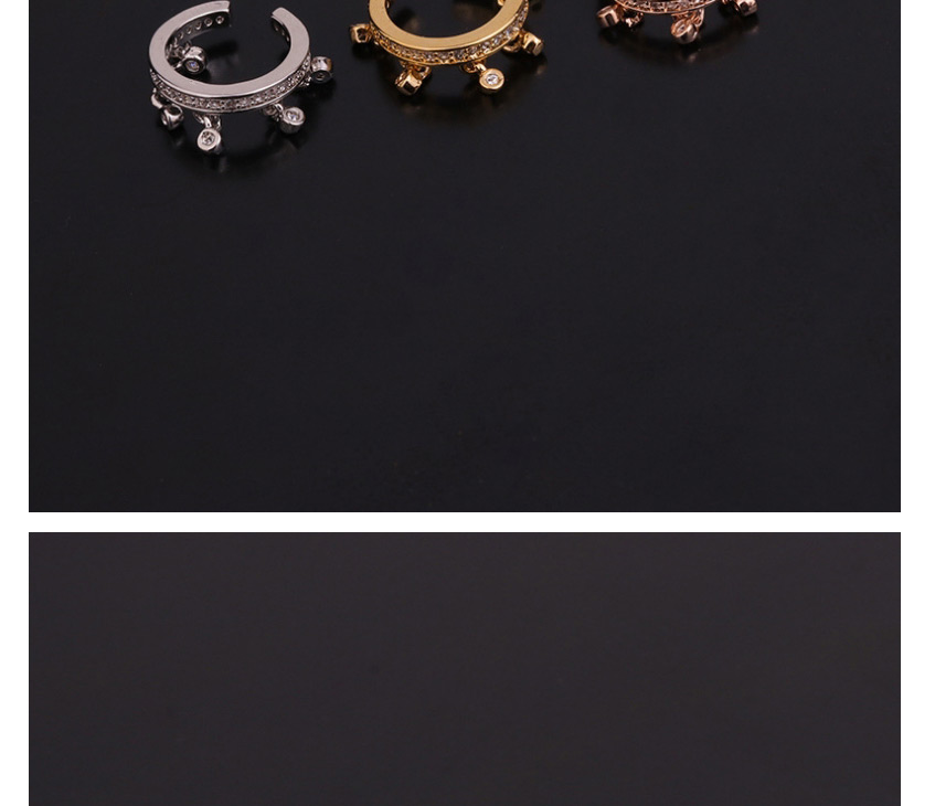 Fashion 6#rose Gold Color U-shaped Geometric Inlaid Zircon Pierced Earrings,Earrings