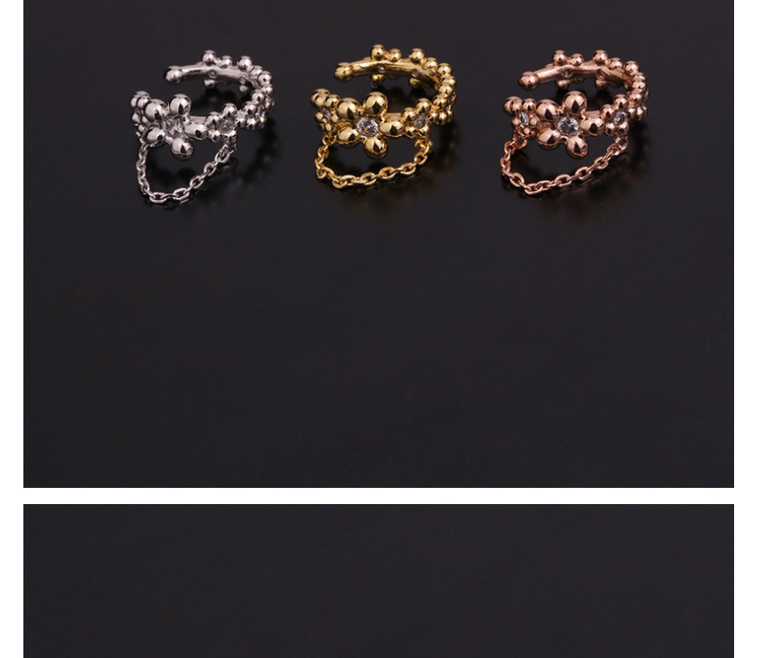 Fashion 2#rose Gold Color U-shaped Geometric Inlaid Zircon Pierced Earrings,Earrings