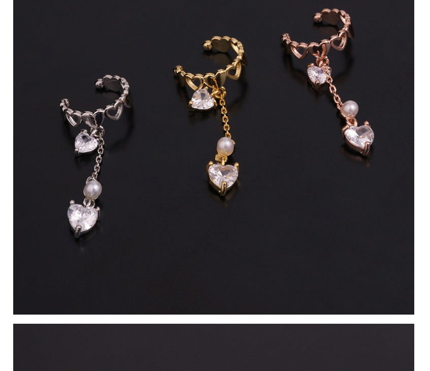 Fashion 7#silver Color U-shaped Geometric Inlaid Zircon Pierced Earrings,Earrings