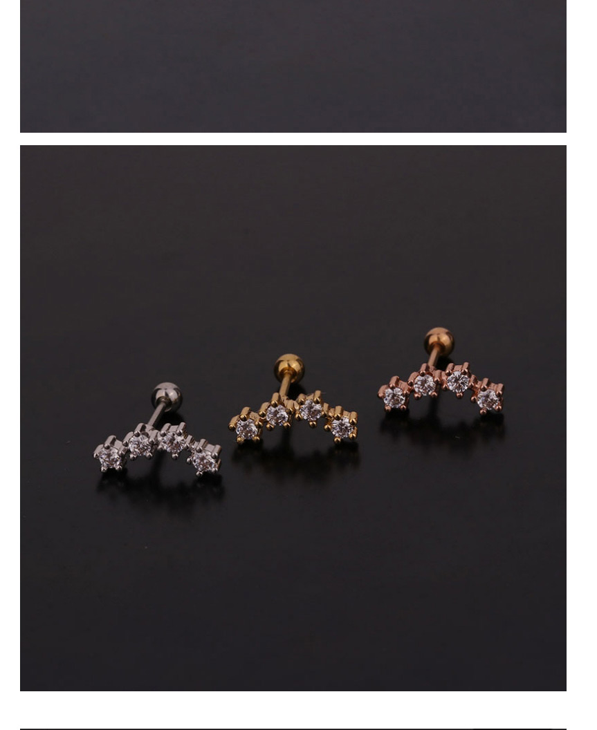 Fashion 3# Rose Gold Color Butterfly Inlaid Zircon Stainless Steel Geometric Earrings,Earrings