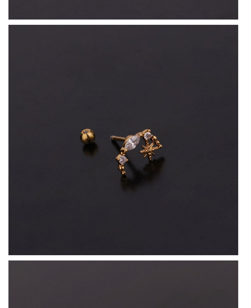 Fashion 8#gold Color Butterfly Inlaid Zircon Stainless Steel Geometric Earrings,Earrings