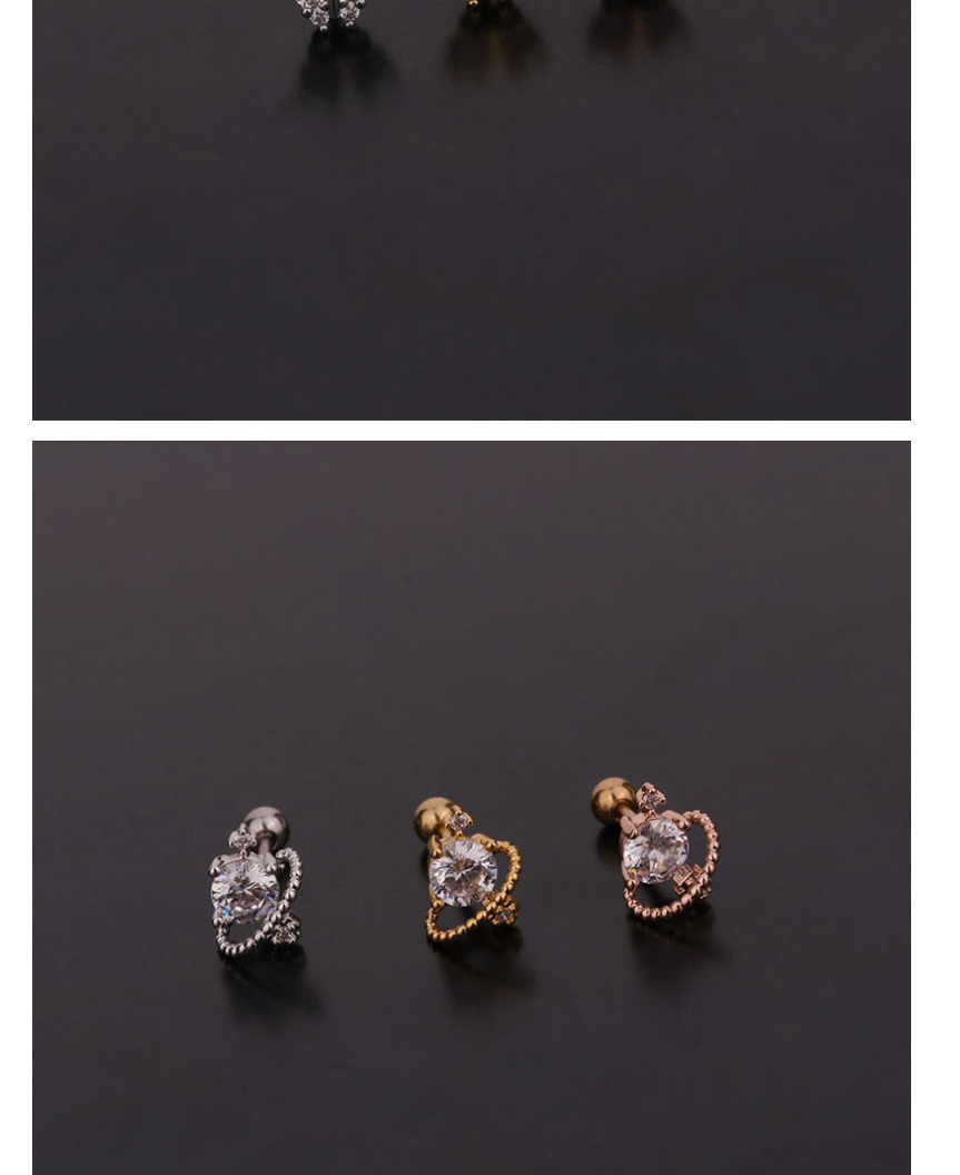 Fashion 1#gold Color Butterfly Inlaid Zircon Stainless Steel Geometric Earrings,Earrings