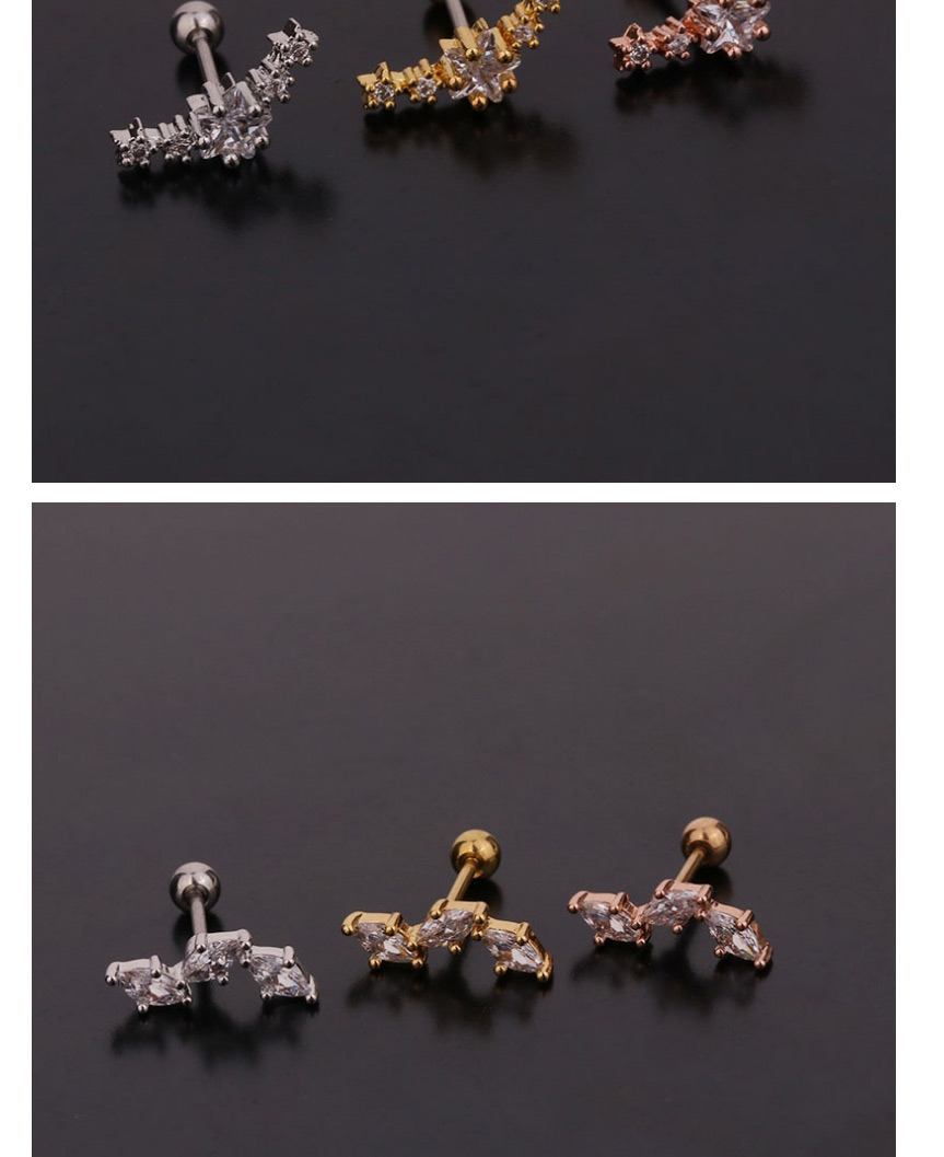 Fashion 7#silver Color Butterfly Inlaid Zircon Stainless Steel Geometric Earrings,Earrings