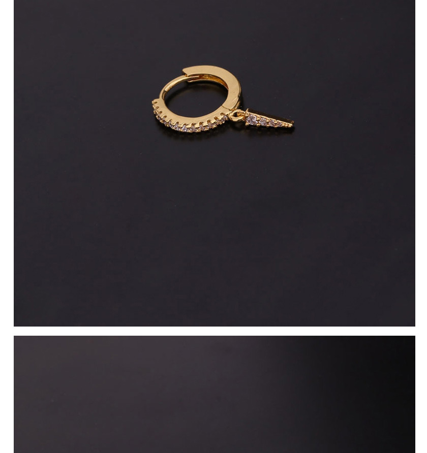 Fashion 2#gold Color Key Serpentine Geometric Inlaid Zircon Stainless Steel Earrings,Earrings