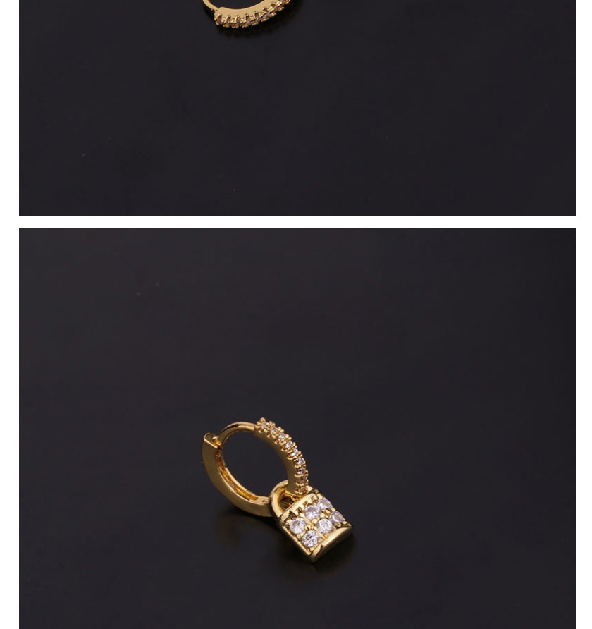 Fashion 1#gold Color Key Serpentine Geometric Inlaid Zircon Stainless Steel Earrings,Earrings
