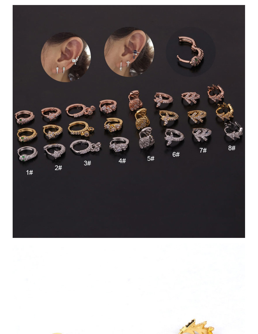 Fashion 5#rose Gold Color Snake-shaped Micro-inlaid Zircon Stainless Steel Geometric Earrings,Earrings