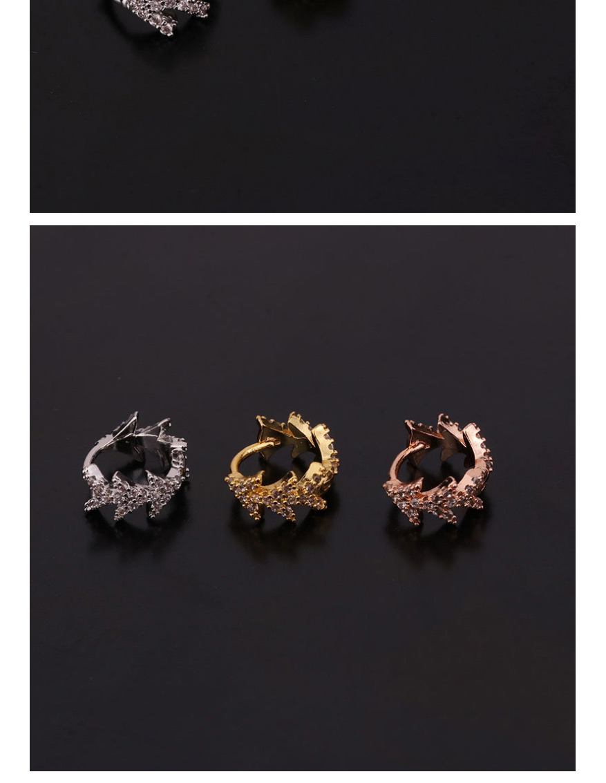 Fashion 7# Rose Gold Color Snake-shaped Micro-inlaid Zircon Stainless Steel Geometric Earrings,Earrings