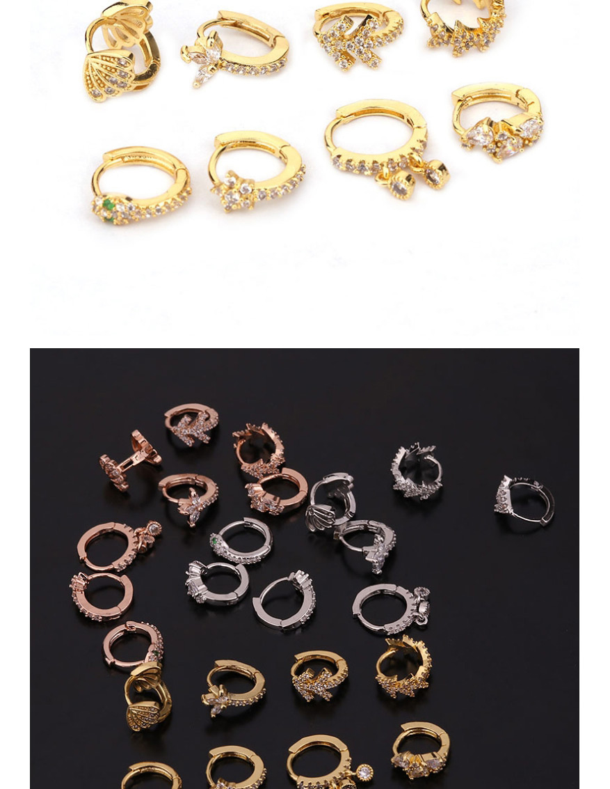 Fashion 6#rose Gold Color Snake-shaped Micro-inlaid Zircon Stainless Steel Geometric Earrings,Earrings