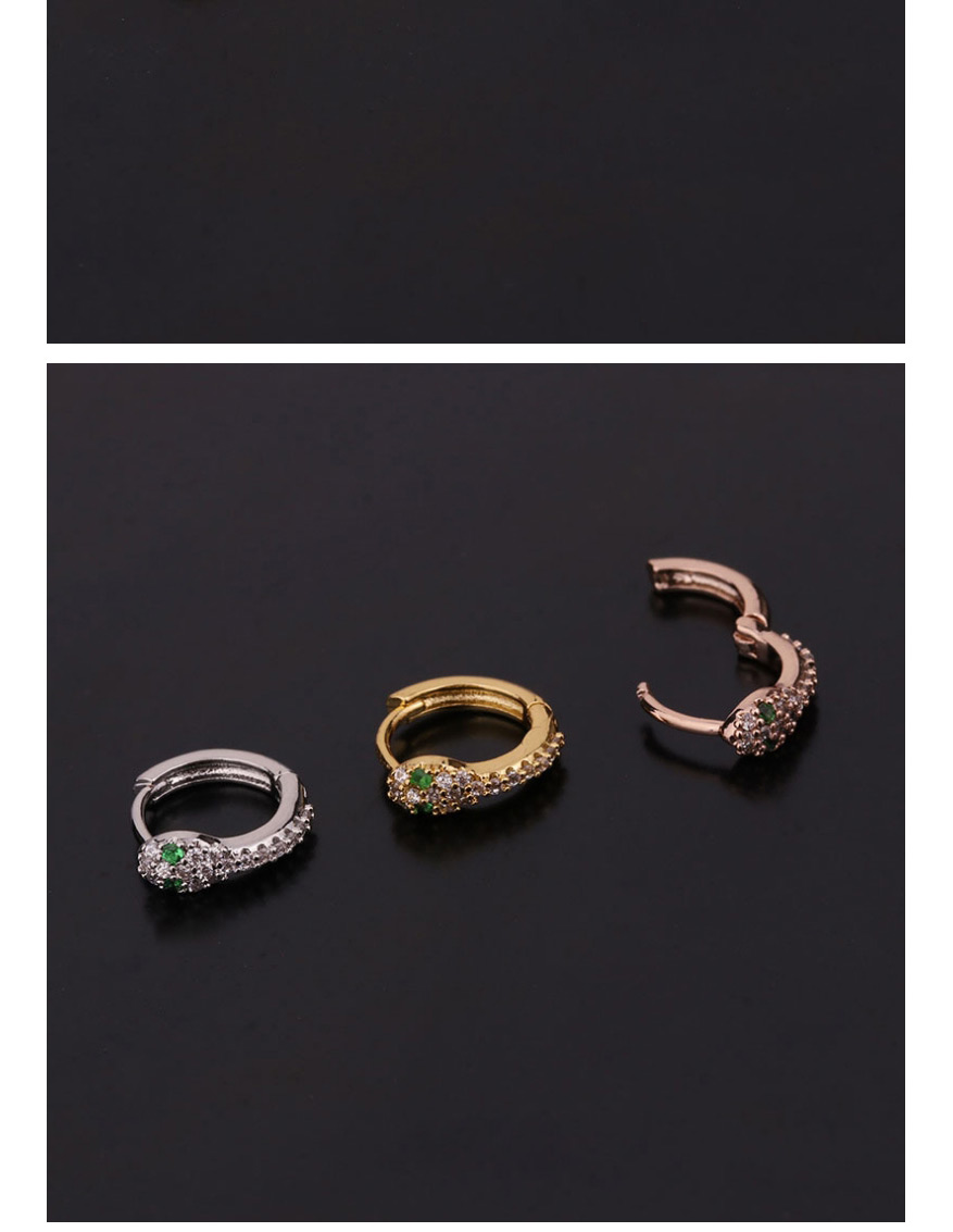 Fashion 1# Rose Gold Color Snake-shaped Micro-inlaid Zircon Stainless Steel Geometric Earrings,Earrings