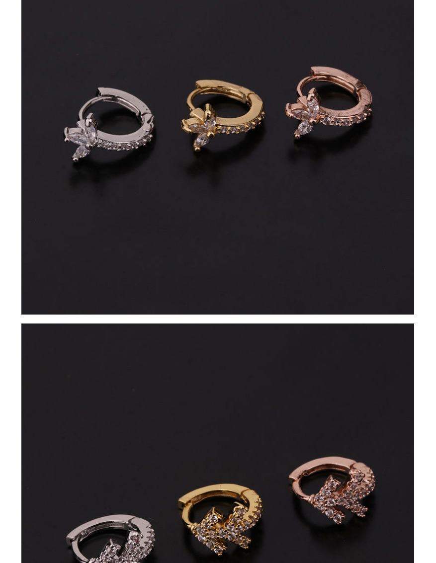 Fashion 4#gold Color Snake-shaped Micro-inlaid Zircon Stainless Steel Geometric Earrings,Earrings
