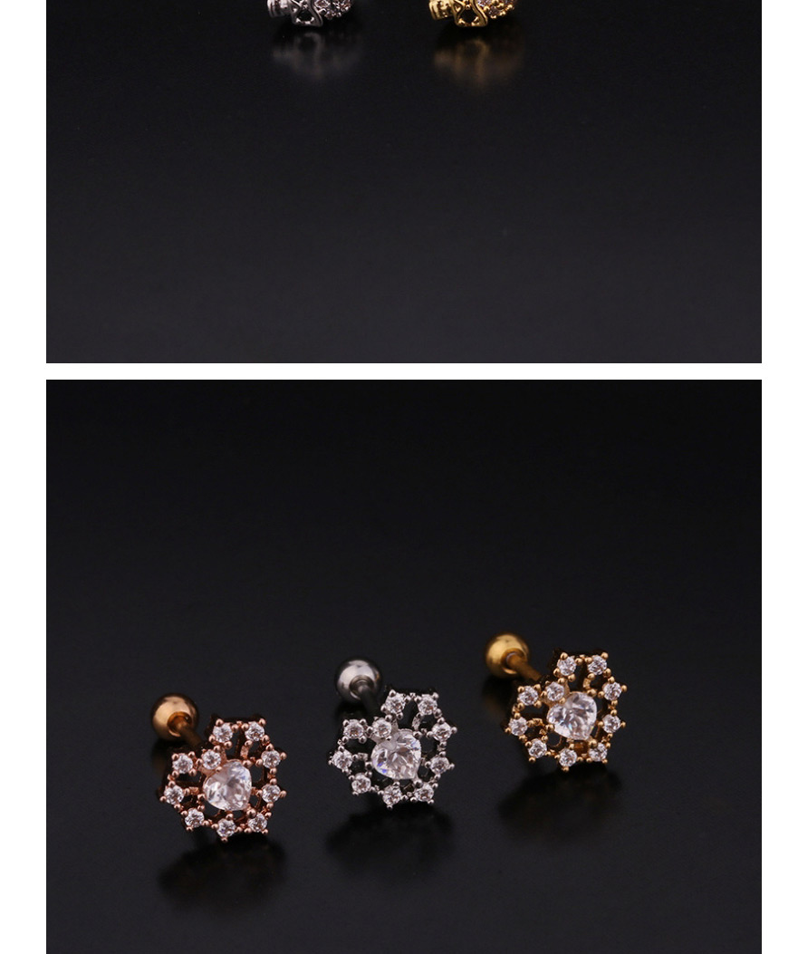 Fashion 7# Rose Gold Color Pearl Stainless Steel Thread Inlaid Zircon Geometric Earrings,Earrings