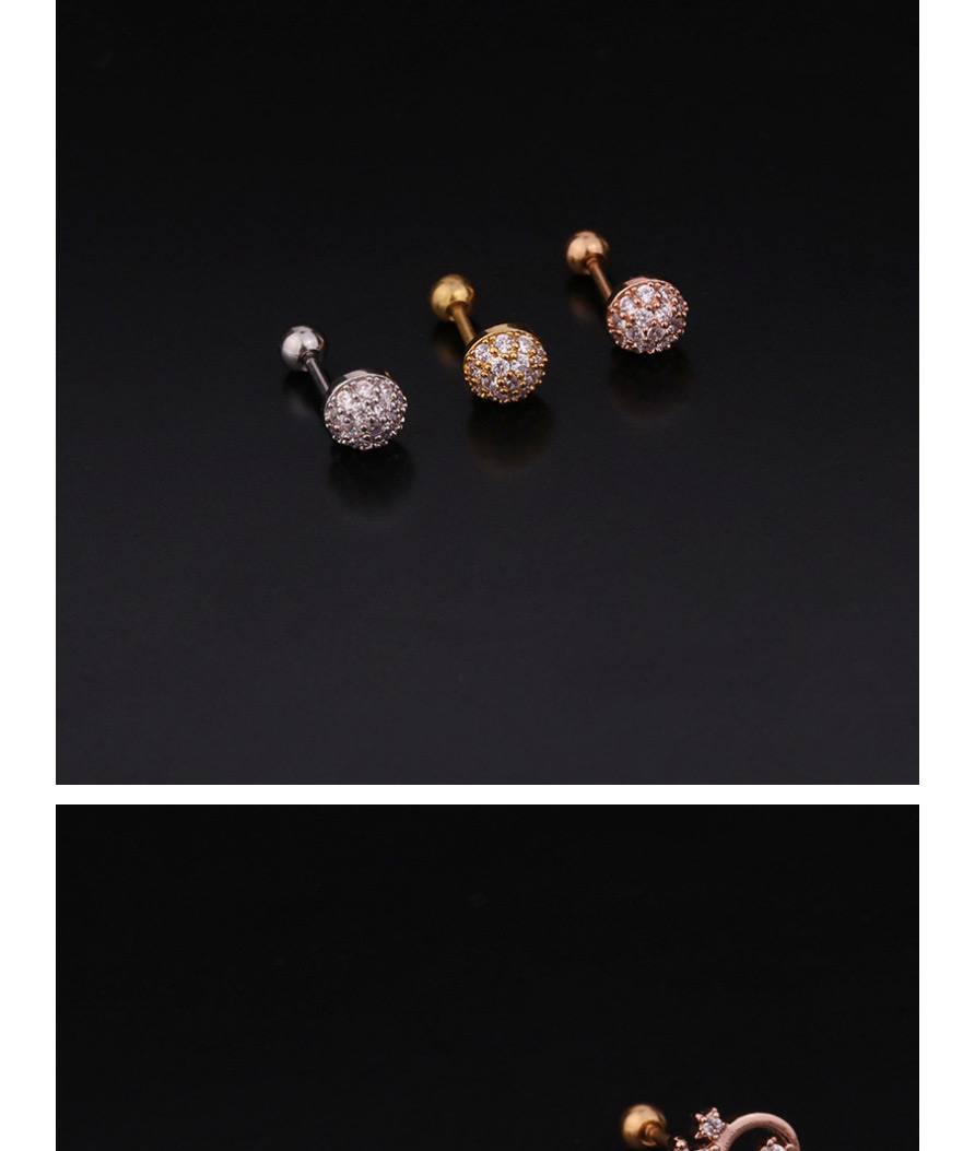 Fashion 6#rose Gold Color Pearl Stainless Steel Thread Inlaid Zircon Geometric Earrings,Earrings