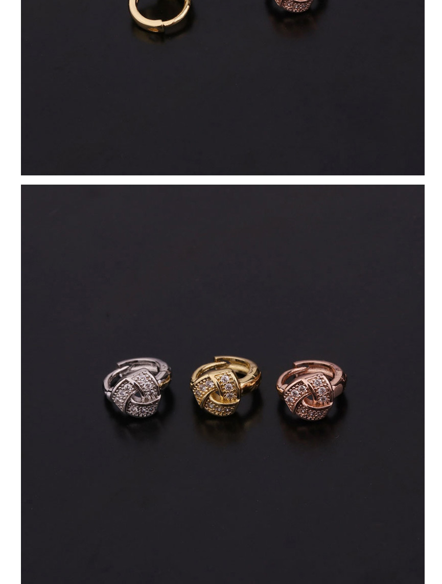 Fashion 4#rose Gold Color Pentagram Inlaid Zircon Stainless Steel Geometric Earrings,Earrings