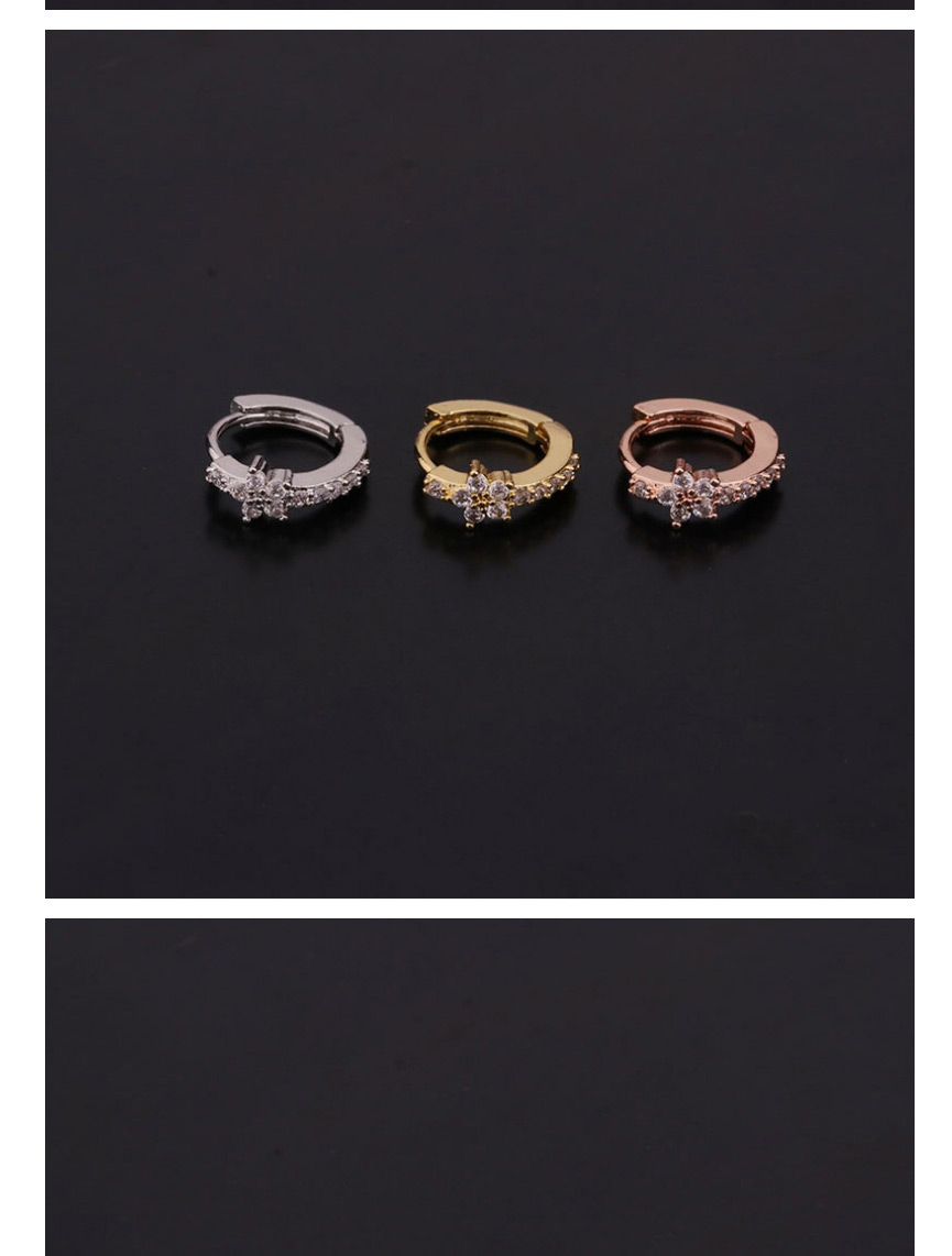 Fashion 5#silver Color Pentagram Inlaid Zircon Stainless Steel Geometric Earrings,Earrings