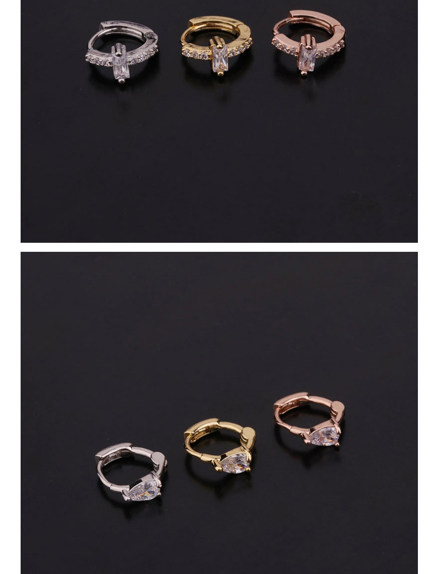Fashion 2#silver Color Pentagram Inlaid Zircon Stainless Steel Geometric Earrings,Earrings
