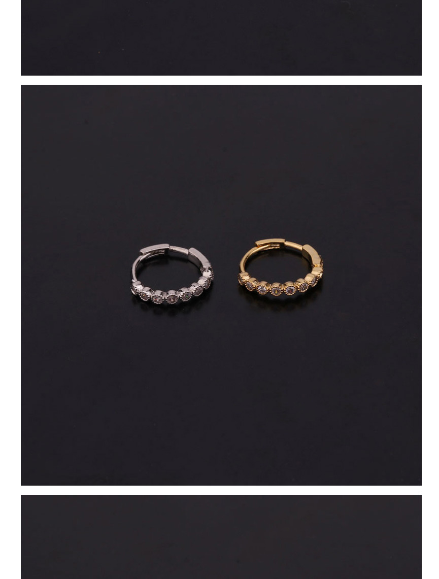 Fashion 2#silver Color Pentagram Inlaid Zircon Stainless Steel Geometric Earrings,Earrings