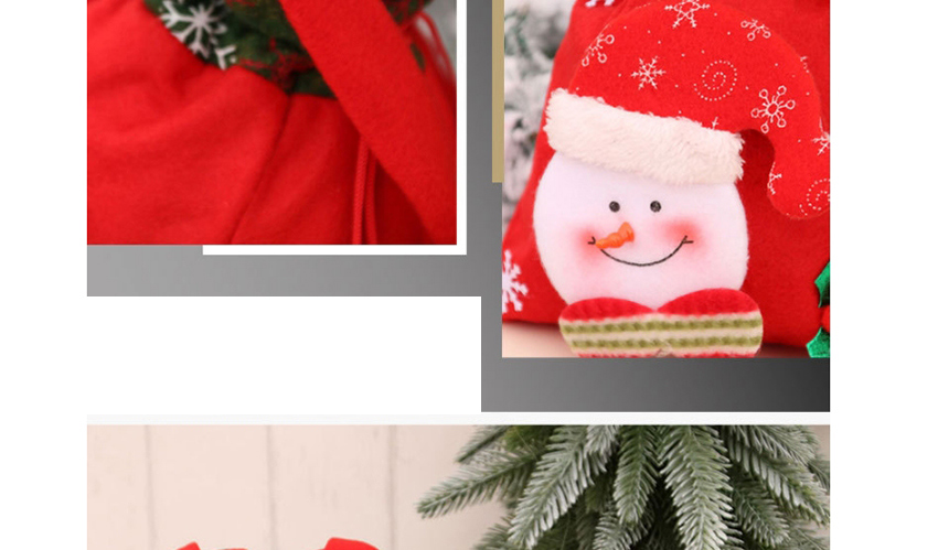 Fashion Snowman Printed Santa Claus Elk Drawstring Christmas Gift Bag,Festival & Party Supplies