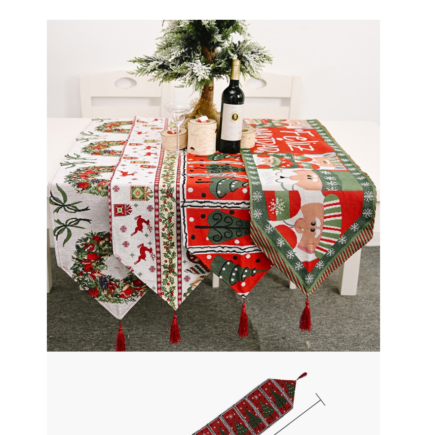 Fashion Tree Models Santa Claus Elk Garland Printed Family Knitted Fabric Table Banner,Festival & Party Supplies