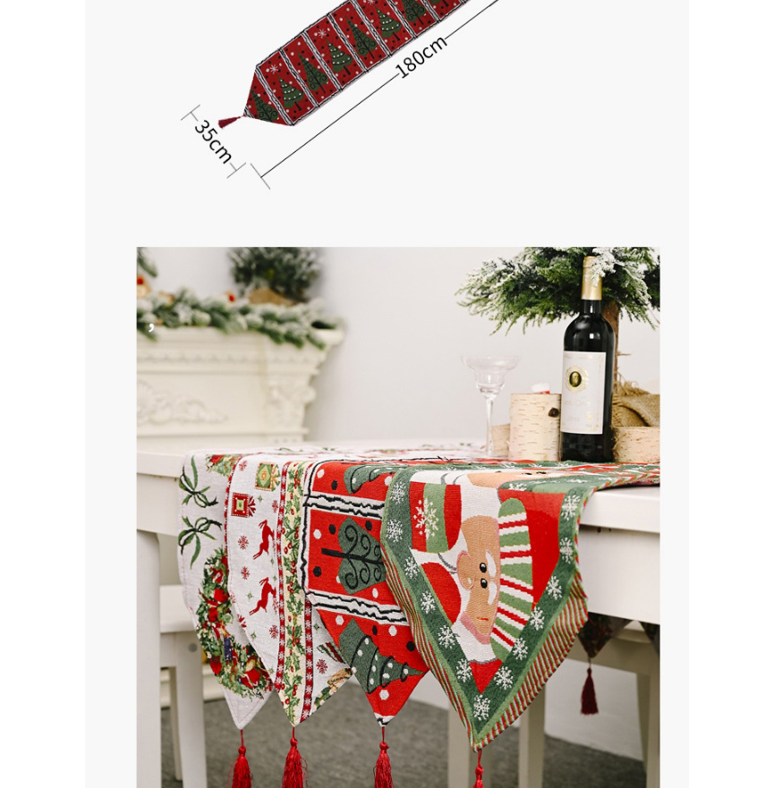 Fashion Tree Models Santa Claus Elk Garland Printed Family Knitted Fabric Table Banner,Festival & Party Supplies