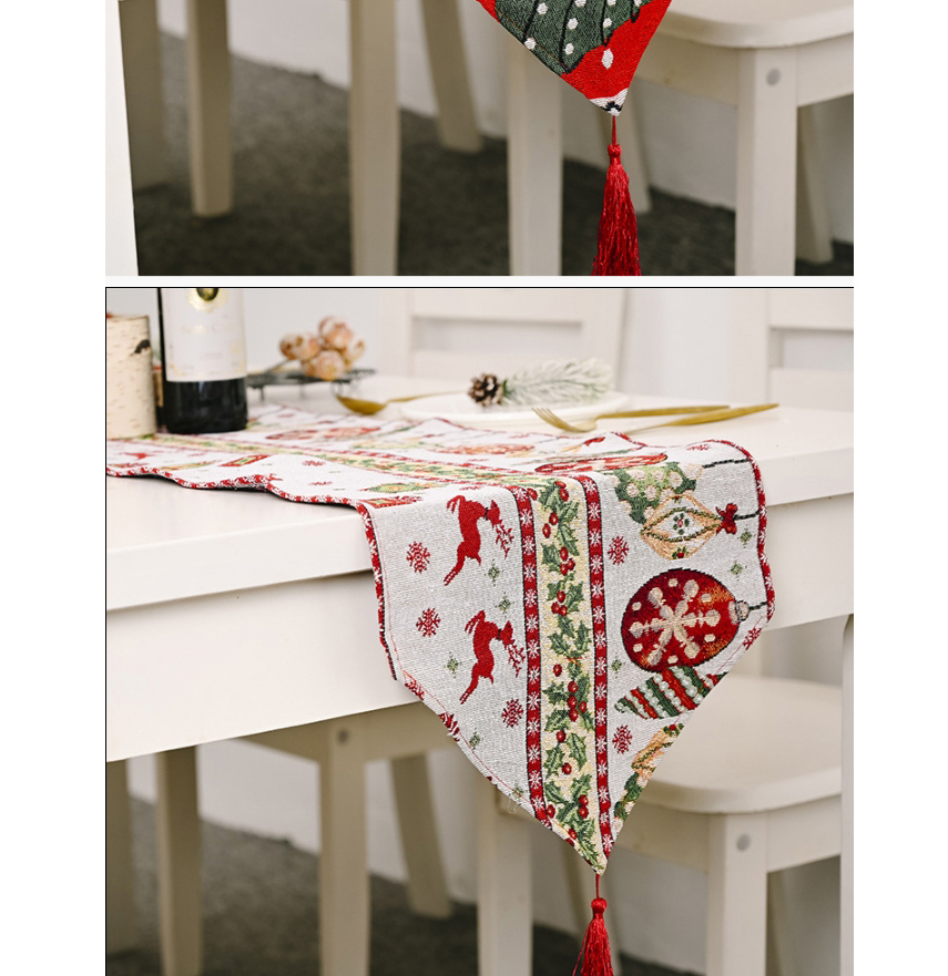 Fashion Deer Santa Claus Elk Garland Printed Family Knitted Fabric Table Banner,Festival & Party Supplies