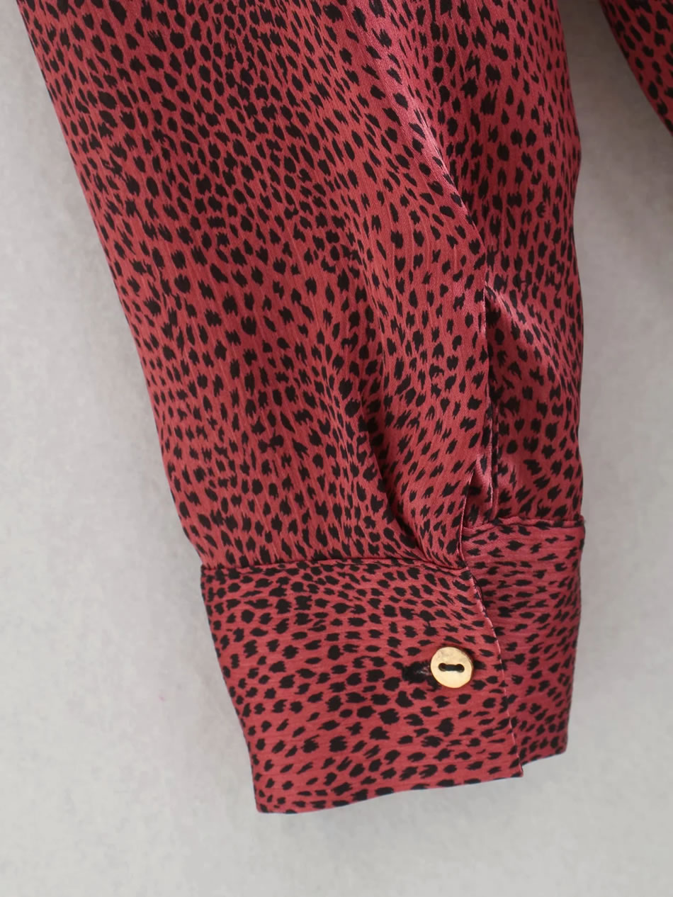 Fashion Red Animal Print Long Shirt,Tank Tops & Camis
