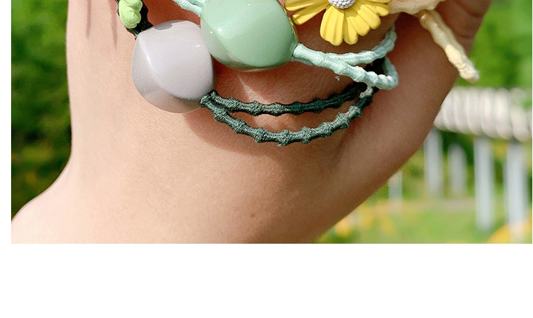 Fashion Light Green Little Daisy Geometric Resin Knotted Childrens Hair Rope,Kids Accessories