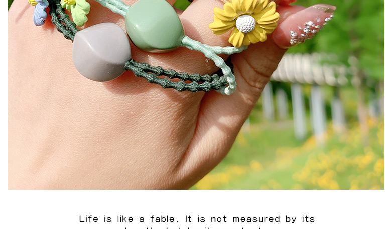 Fashion Light Green Little Daisy Geometric Resin Knotted Childrens Hair Rope,Kids Accessories