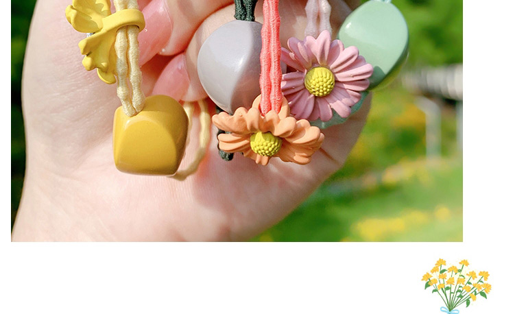 Fashion Yellow Little Daisy Geometric Resin Knotted Childrens Hair Rope,Kids Accessories