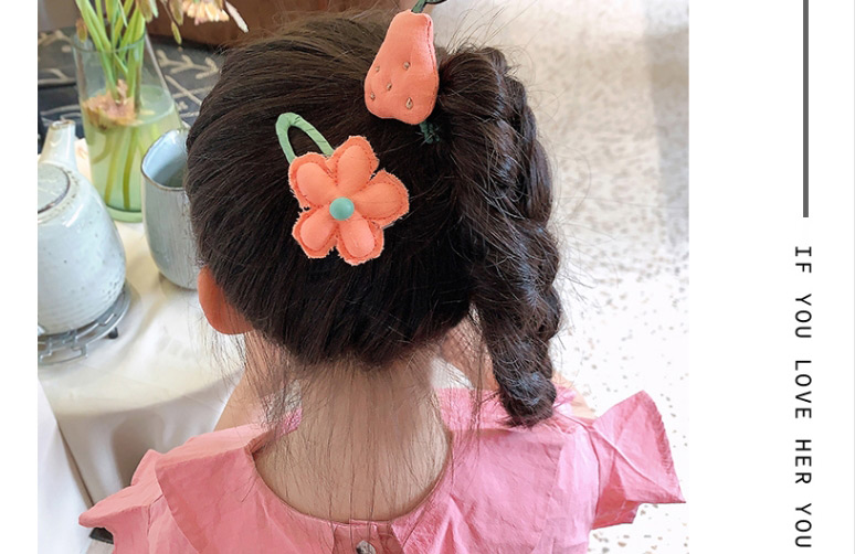 Fashion Orange Pink Flower Hairpin + Yali Hair Rope Flower Fabric Alloy Childrens Hairpin Hair Rope,Kids Accessories