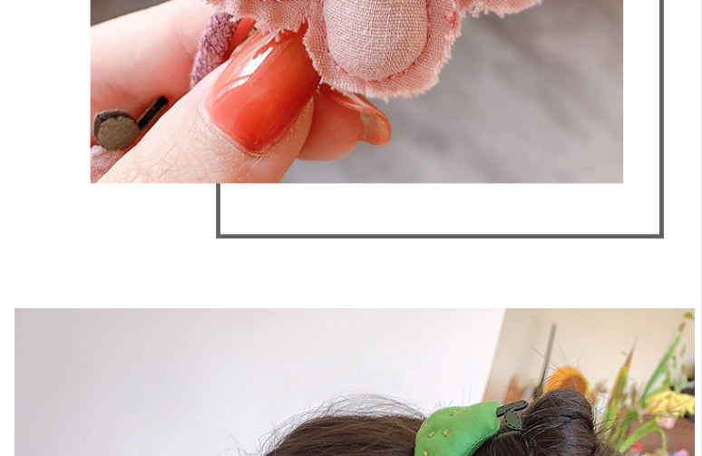 Fashion Pink Flower Hairpin + Yali Hair Rope Flower Fabric Alloy Childrens Hairpin Hair Rope,Kids Accessories