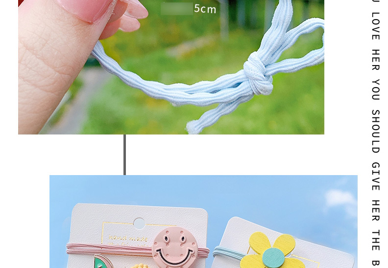 Fashion 18# Flower Green Smiling Face (10 Pieces) Resin Animal Flower Geometric Shape Childrens Hair Rope,Kids Accessories