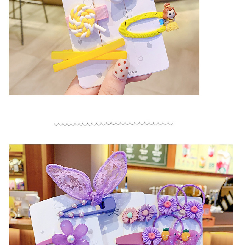Fashion Purple Rainbow 10-piece Set Quicksand Resin Flower Animal Geometric Shape Childrens Hairpin Set,Kids Accessories