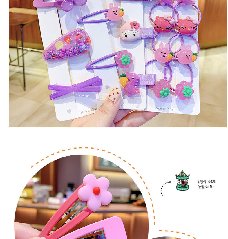 Fashion Lollipop Rainbow 10-piece Set Quicksand Resin Flower Animal Geometric Shape Childrens Hairpin Set,Kids Accessories